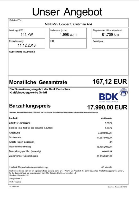 Bild des Angebotes MINI Cooper S ALL4 Clubman Pepper LED RFK Navi ACC