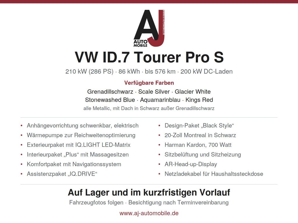 Volkswagen ID.7 Tourer Pro S 86kWh Int/Ext/AHK/Komfort