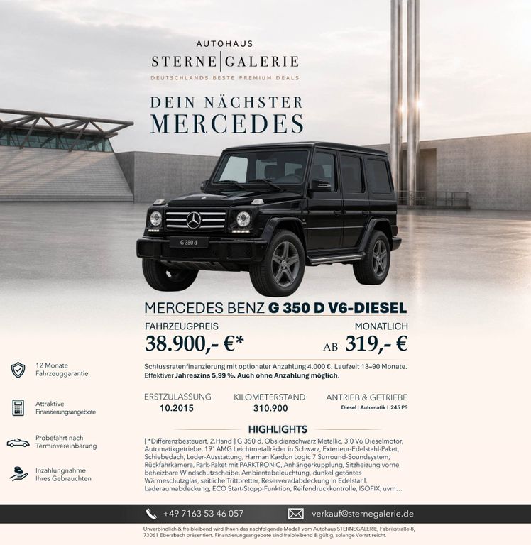 Bild des Angebotes Mercedes-Benz G 350 D/V6/HARMAN/RÜCKFAHRK/AHK/AMBIENT