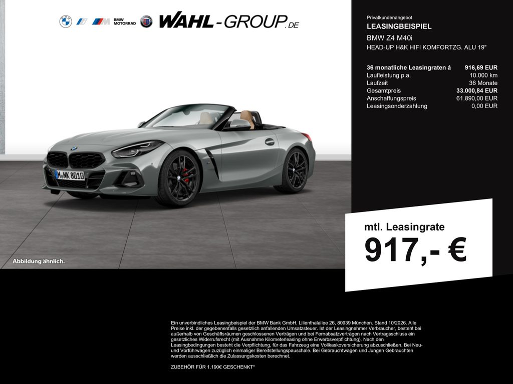 Bild des Angebotes BMW Z4 M40i HEAD-UP H&K HIFI KOMFORTZG. ALU 19"