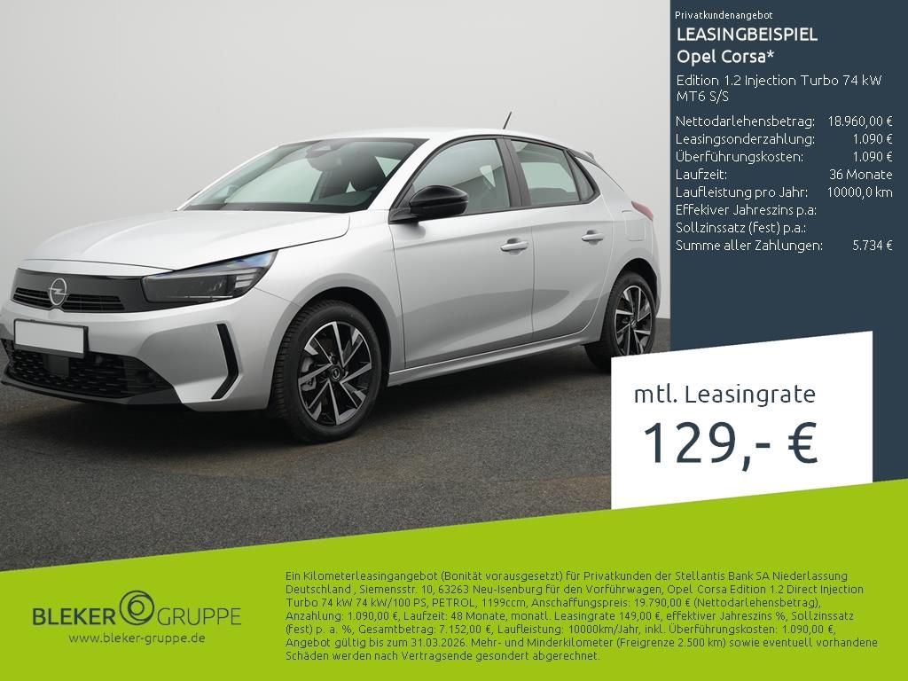 Bild des Angebotes Opel Corsa Edition 1.2 Injection Turbo 74 kW MT6 S/S