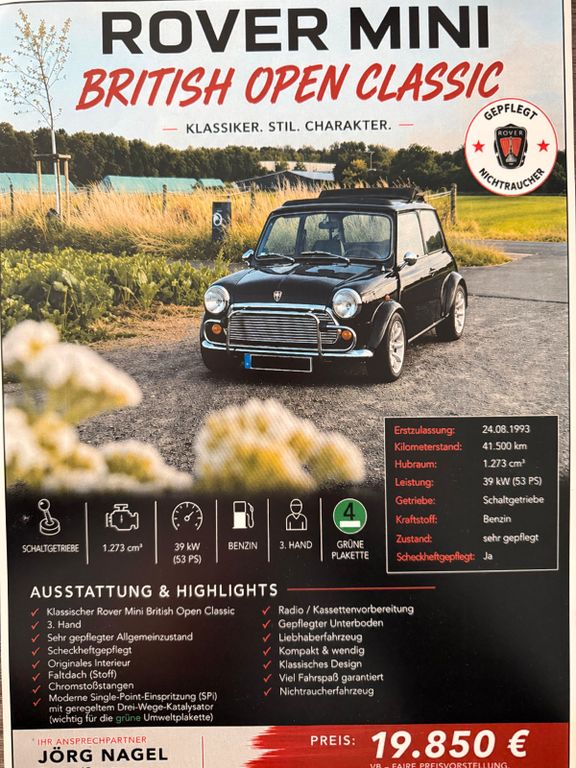 Bild des Angebotes Austin ROVER MINI British open Classic