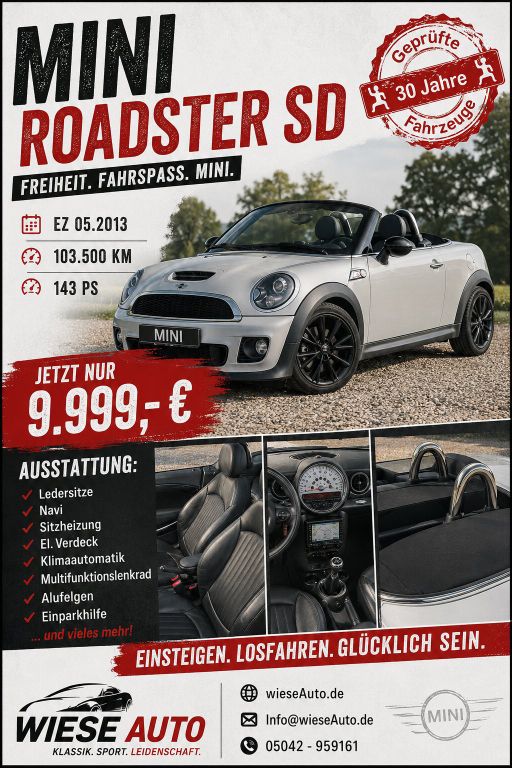 Bild des Angebotes MINI Cooper SD Roadster 2. Hand, Xenon, el.Verdeck