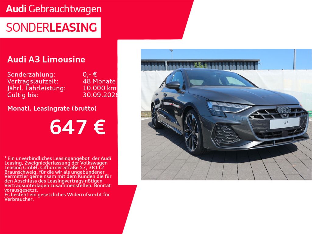 Bild des Angebotes Audi A3 Limousine S line TDI S tronic*AHK*ACC*MATRIX*