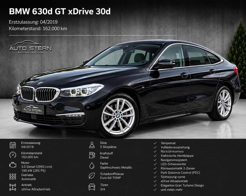 Bild des Angebotes BMW 630 d GT xDrive MEMORY NAVI RCAM LEDER ACC TTW