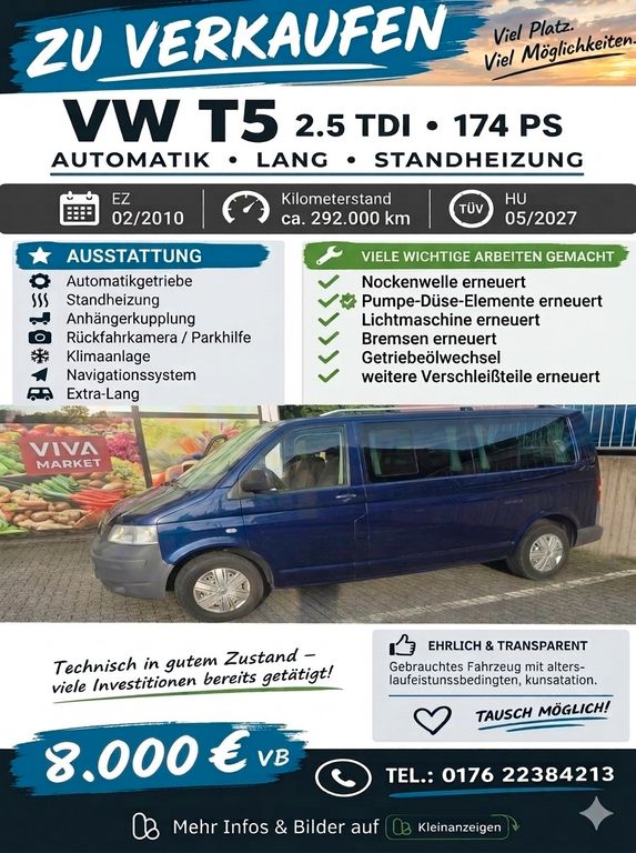 Bild des Angebotes Volkswagen T5 2.5L 174PS Tausch möglich Langer Radstand