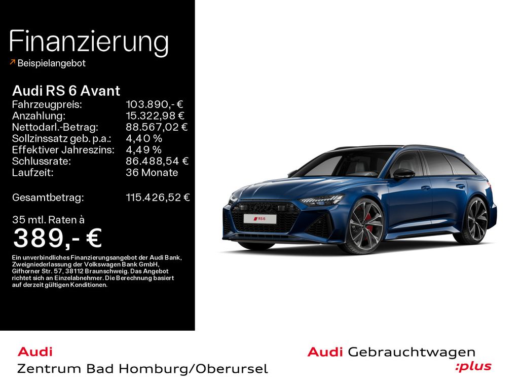 Bild des Angebotes Audi RS 6 Avant*280 km/H*B&O*Pano*Laser*Virtual*Navi+