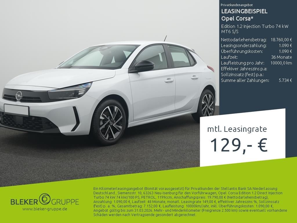 Bild des Angebotes Opel Corsa Edition 1.2 Injection Turbo 74 kW MT6 S/S