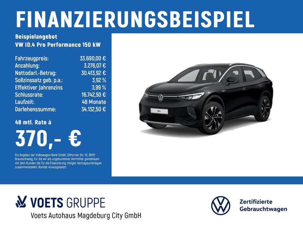 Bild des Angebotes Volkswagen ID.4 Pro Performance 150 kW WÄRMEPUME+REARVIEW