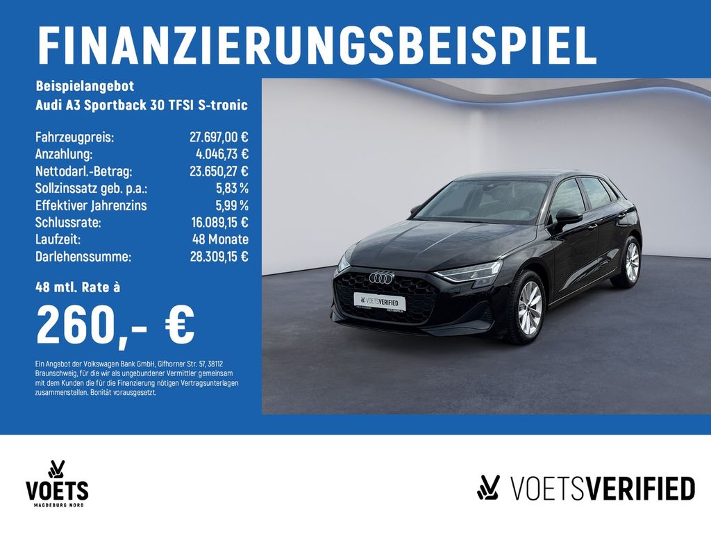 Bild des Angebotes Audi A3 Sportback 30 TFSI S-tronic Basis LED+NAVI+PDC
