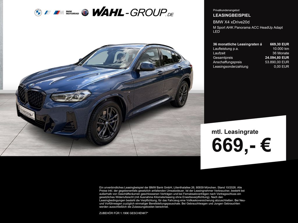 Bild des Angebotes BMW X4 xDrive20d M Sport AHK Panorama ACC HeadUp Ada