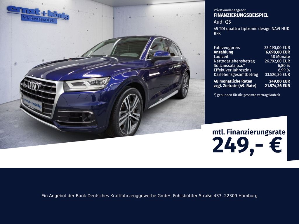 Bild des Angebotes Audi Q5 45 TDI quattro tiptronic design NAVI HUD RFK