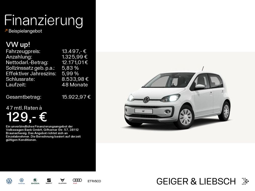 Bild des Angebotes Volkswagen up! 1.0 move up!*KAMERA*NAVI*PDC*SHZ*KLIMA*DAB+