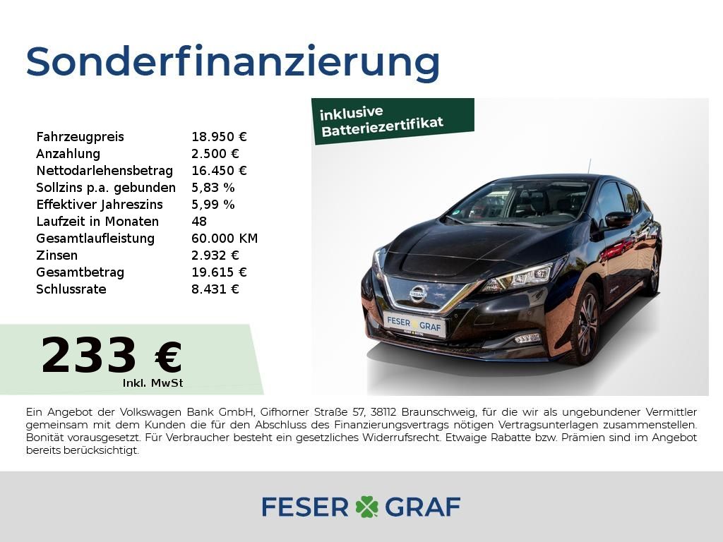 Bild des Angebotes Nissan Leaf e+ Tekna Bose/LED/Lenkrhz/4xKamera/Navi