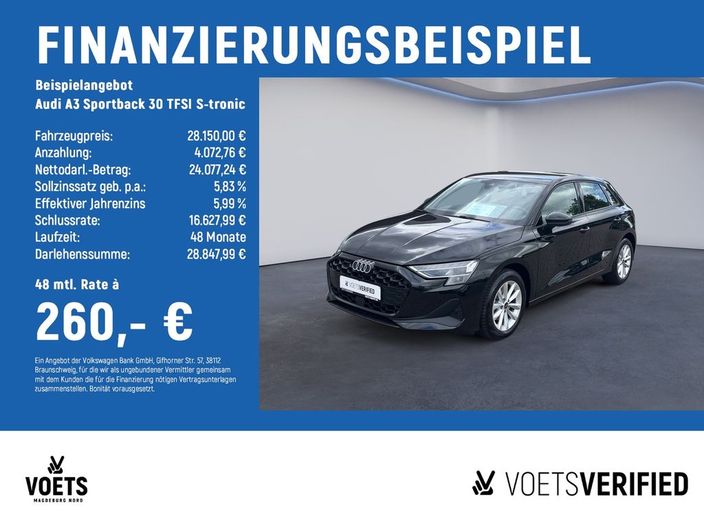 Bild des Angebotes Audi A3 Sportback 30 TFSI S-tronic Basis LED+NAVI+PDC
