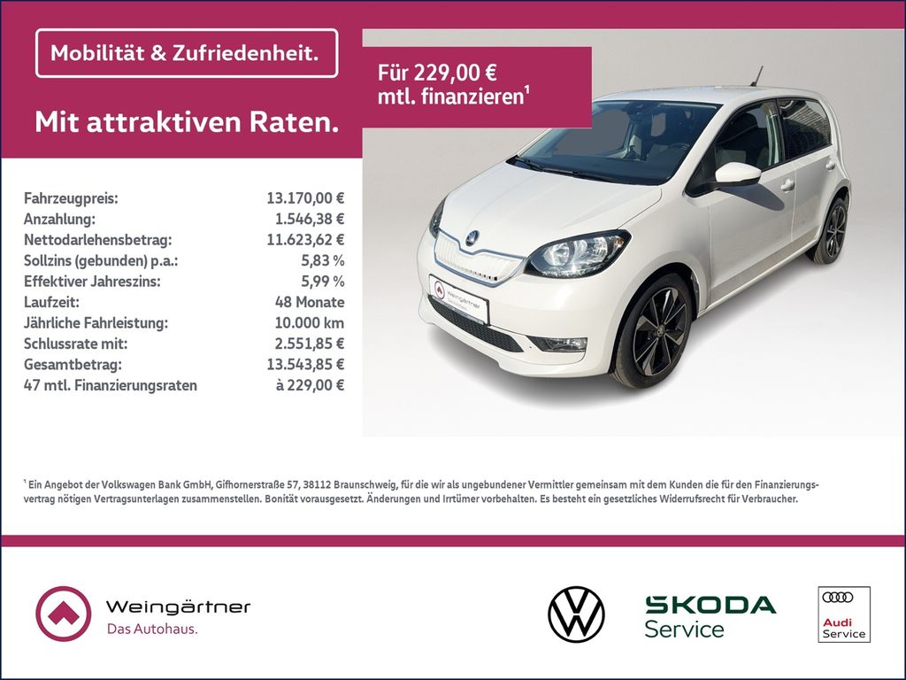 Skoda Citigo iV Best of, Sitzheizung, Sunset, GRA,
