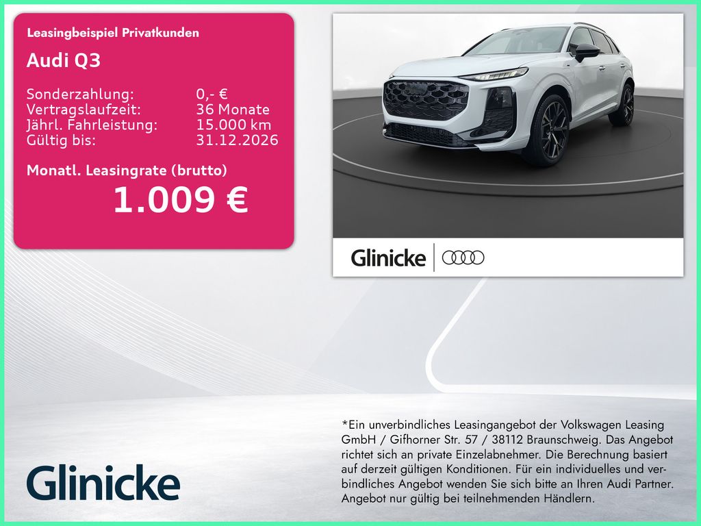 Bild des Angebotes Audi Q3 e-hybrid S line AHK Pano LED LM 20" RFK Sonos