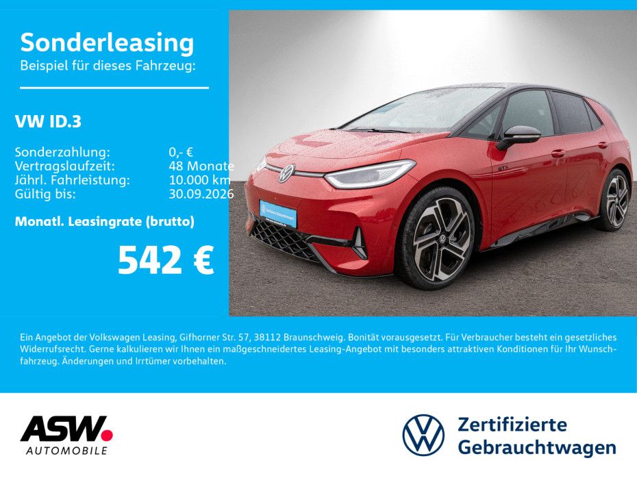 Bild des Angebotes Volkswagen ID.3 GTX LED Navi 360° Wäpu HUD ACC SHZ PANO AHK