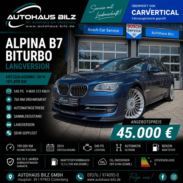 ALPINA B7 4,4 Bi-Turbo Langversion*Sammler*V-Max 313Kmh