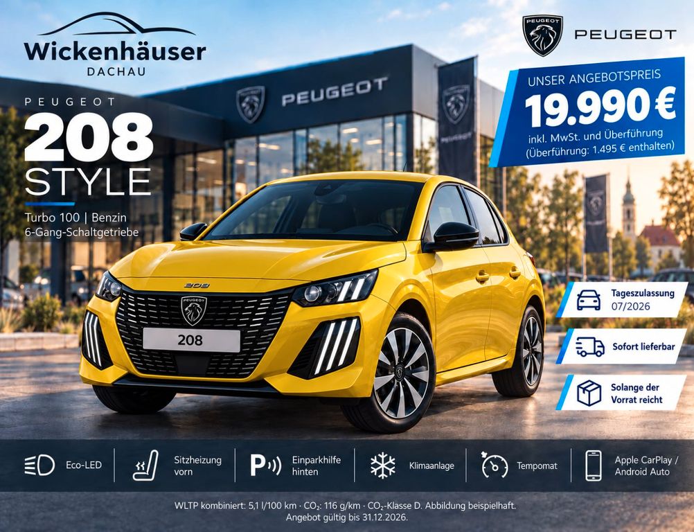 Bild des Angebotes Peugeot 208 Style Einparkhilfe+Klimaanlage+Sitzheizung