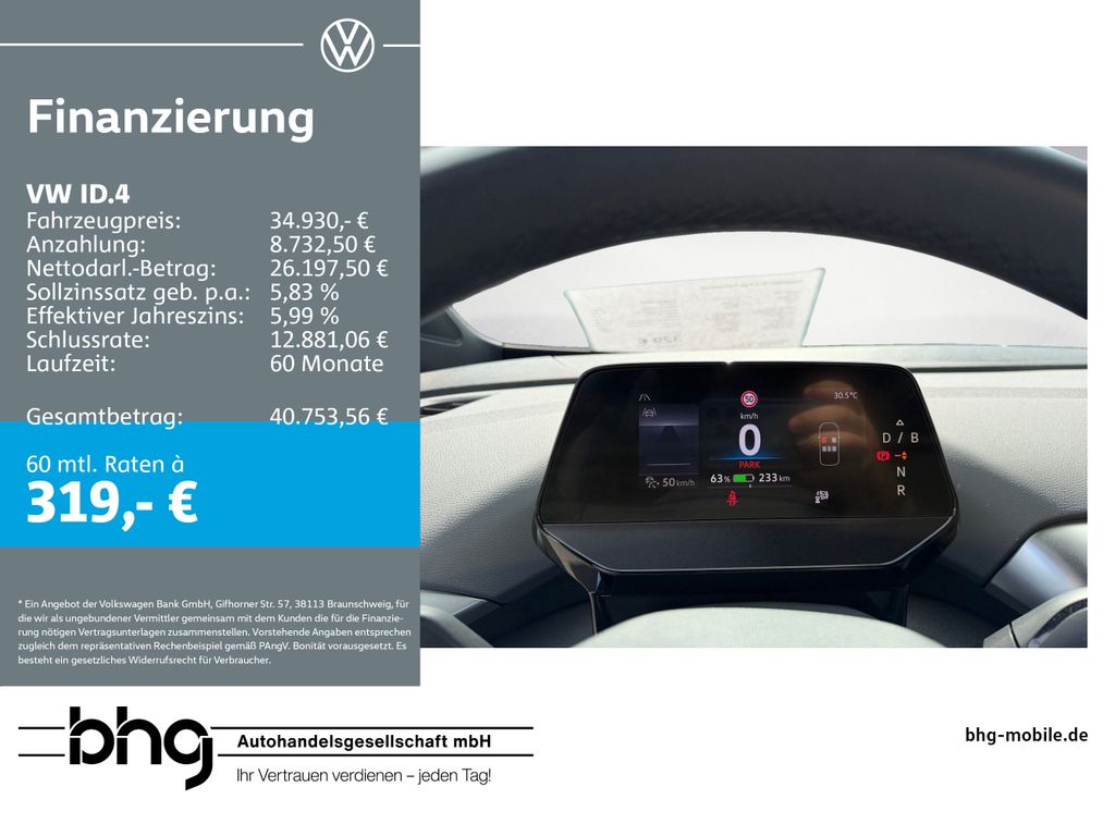 Bild des Angebotes Volkswagen ID.4 Pure Performance 100KW DC SHZ ACC 52KW/h