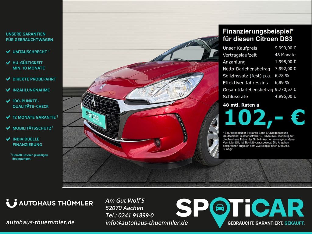 Bild des Angebotes Citroën DS3 So Chic Notbremsass. Temp Tel.-Vorb. PDC Kol