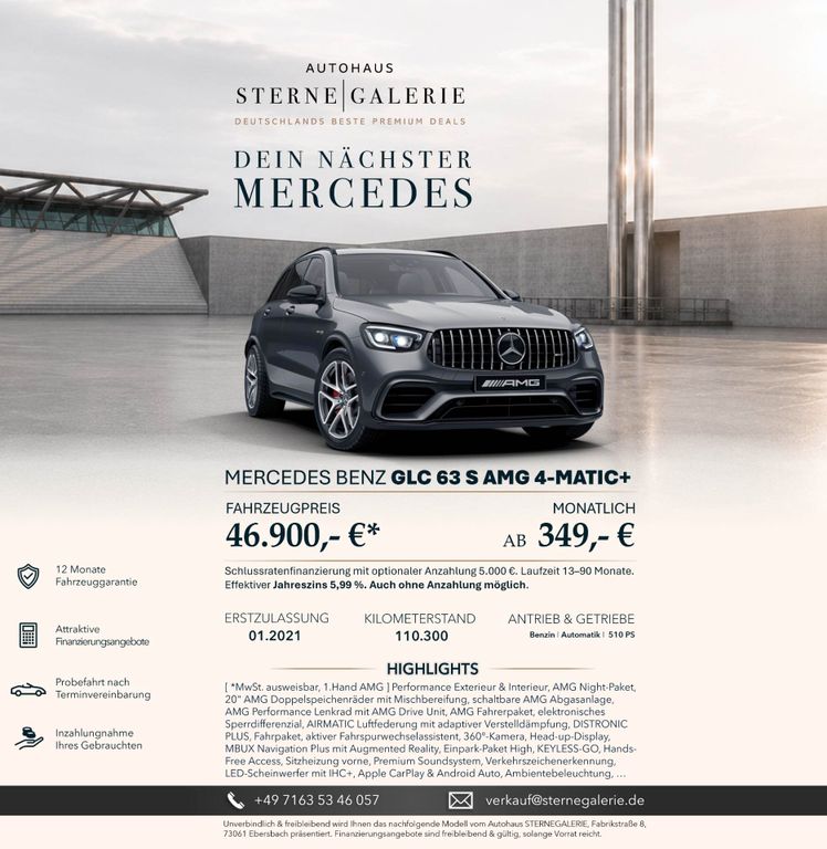 Bild des Angebotes Mercedes-Benz GLC 63 AMG S/PERFOM/DISTRO/360°/HEADUP/BURMESTE