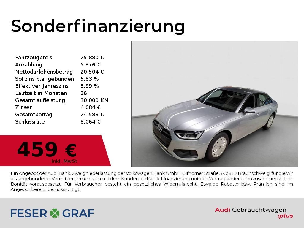 Bild des Angebotes Audi A4 Lim. 30 TDI S tronic Navi/Kamera/ACC/Alu16 Rü