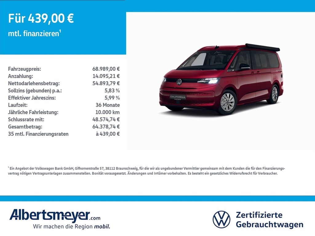 Bild des Angebotes Volkswagen T7 California 2.0 TDI Beach Camper +DSG+NAVI+LED