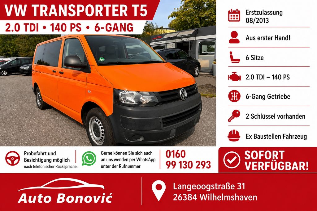 Bild des Angebotes Volkswagen T5 Transporter 6 Sitzer OHNE KLIMA / NO AC !