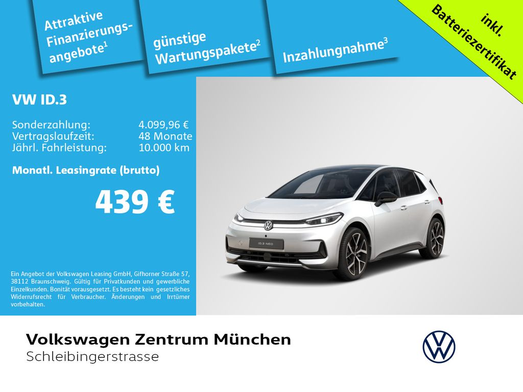 Bild des Angebotes Volkswagen ID.3 Neo Style 140 kW WärmePu CCS IQ.Light IQ.Dr