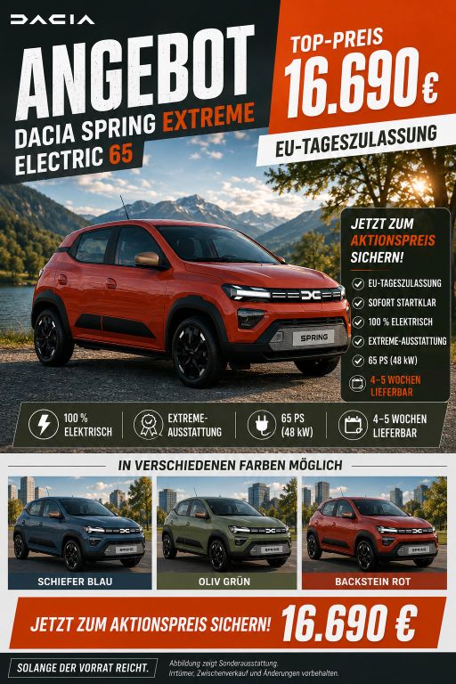 Bild des Angebotes Dacia Spring Electric 65 Extreme EU Tageszulassungen