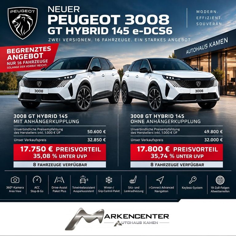 Bild des Angebotes Peugeot 3008 GT Hybrid 145e-DSC6 Drive*Assist Paket Plus